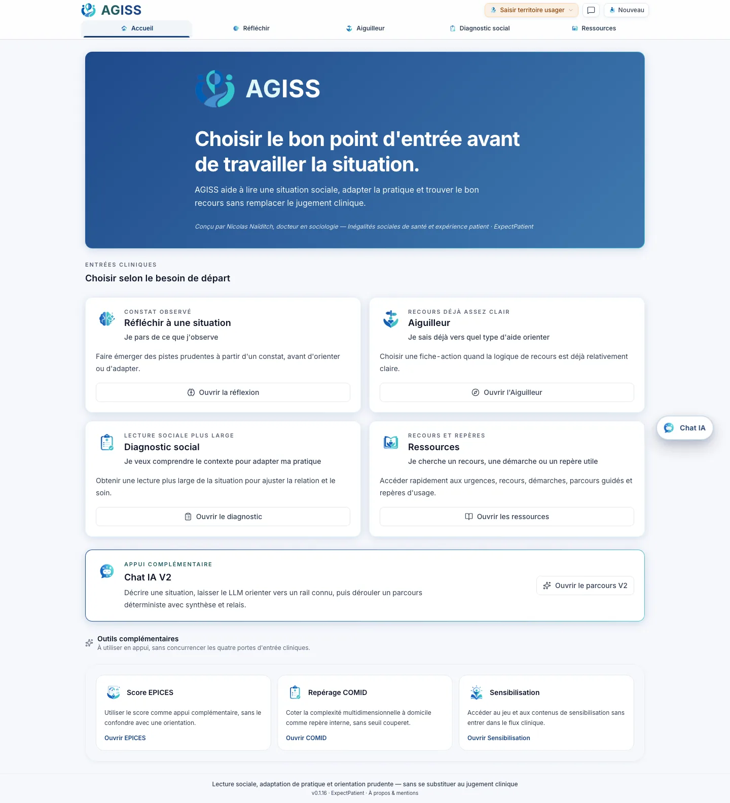 L'accueil d'AGISS : les quatre entrées